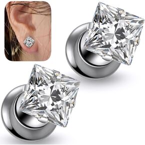 10G 8G 6G 4G 2G 0G 00G F136 Titanium Square Ear Gauges Screw Fit Flesh Tunnels Plugs Earrings Hypoallergenic Implant Medical Grade Surgical Steel Earring Plugs Piercing Jewelry for Women Men