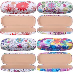 4-Piece Flower Sunglasses Case Set - PU Leather Hard Shell Glasses Box for Women (Floral and Butterfly Design) - Fits Large Sunglasses, Reading Glasses, and Goggles
