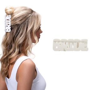 BRIDE Claw Clip- Premium Bridal Hair Accessory, Strong Hold for Dancing, Flower & Mini Claw Clips, French Barrette, Wedding Hair Styling, Elegant Bride Hair Claw Clips Women (Coconut Milk)