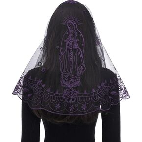 Bozidol Veils for Women Church Catholic, D Shaped Our Lady of Guadalupe Lace Mantilla Chapel Veil Latin Mass Head Coverings