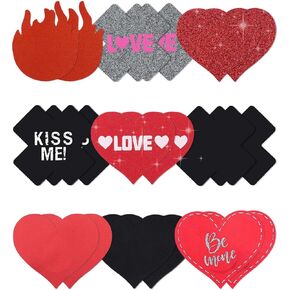 Pasties Rave 9 Pairs Nipple covers Small Large Heart Boob Stickers Breast Petals for Women