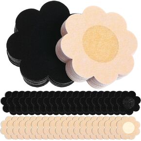 40 Pcs Nipple Covers for Women, Self Adhesive Disposable Breast Pasties, Non-Woven Fabric Nipple Stickers, Invisible Beige Black Breast Covers