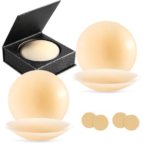 Nipple Covers For Women, 2 Pairs Sticky Silicone Adhesive Reusable Pasties With Trave Case