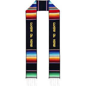 Yani's Gifts Genuine Serape 100% Authentic Mexican Graduation Sash Class of 2025, Hispanic Serape Graduation Sash, Black Serape Stole Class of 2025