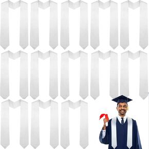 12 Pieces Graduation Stole Sash Unisex Adult Honor Stole Plain Graduation Honor Satin Stole for Men Women (12, White, 60 Inch)