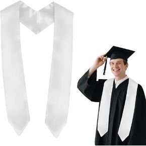 72 Inch Plain Graduation Stole - Graduation Sash Class of 2025 With Classic Tips - Unisex Adult Honor Stole
