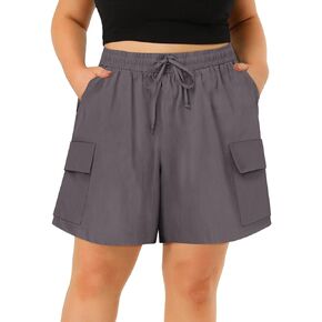 RITERA Plus Size Shorts for Curvy Women Lightweight Elastic Waist with Pockets Drawstring Womens Casual Shorts for Summer