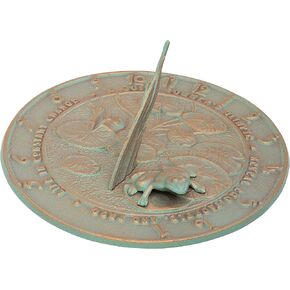Whitehall Products Frog Sundial, Copper Verdi
