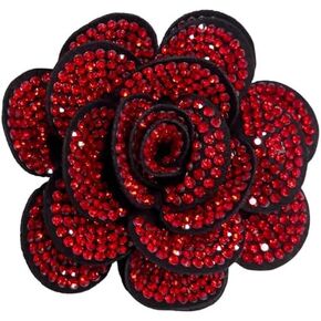 Rhinestone Rose Flower Brooch Lapel Pins for Women Her Fashion Crystal Camellia Flower Brooches Pin for Dress Accessories Jewelry Boutonniere Corsage Wedding Party Birthday Gift 70mm