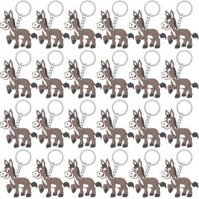 CiciBear 24 Pack Donkey Keychains Party Decoration for Guests, Farm Animal Themed Party, Baby Shower, School Party, Zoo Kids Birthday
