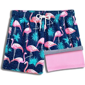 BRISIRA Boys Swim Trunks Swim Shorts with Compression Liner Stretch Bathing Suit Swimsuit Toddler Kids Youth Teen Quick Dry