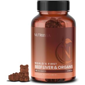 Nutriissa Beef Organ Gummies – Grass-Fed Organ Blend for Nutrient-Rich Support – Liver, Heart, Kidney, Pancreas & Spleen – EPEB Certified – 60 Lemon Flavored Gummies