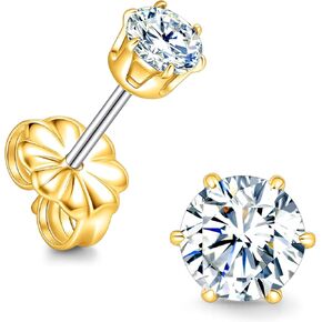 Limerencia Moissanite Stud Earrings, 0.2CT-1.6CT D Color VVS1 Simulated Diamond Moissanite Titanium Post Stud Hypoallergenic Earrings for Women Sensitive Ears