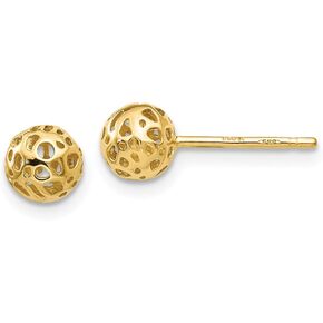 Filigree Cut-Out Ball Post Stud Earrings in Real 14k Gold