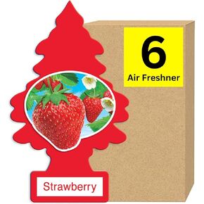 LITTLE TREES Car Air Freshener | Hanging Paper Tree for Home or Car | Strawberry | 6 Pack