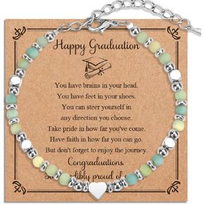 2025 Graduation Gifts for Her Women, Inspirational Middle High School College 5th 8th Graduation Gifts Tiny Gemstone Bracelet for Daughter Sister Friends with Message Card