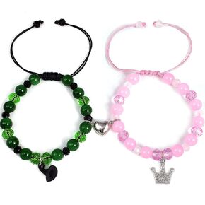 Elphaba Galinda Friendship Matching Bracelet - Rhinestone Crown Witch Hat Bff Bracelets - Gifts for Bestfriend Couples Fans Party Dress Accessories