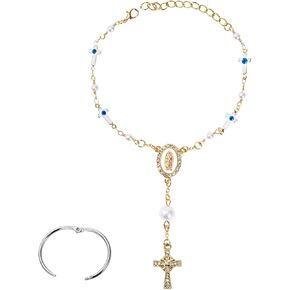 Car Rosary for Rearview Mirror,Cross Rearview Mirror Auto Rosary Beads Car Medal and Cross Hanging Accessories for Mirror Interior Decors for Women Men in Kuwait