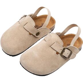 Toddler Suede Clogs with Strap Kids Suede Clogs Slippers Adjustable Straps for Boys Girls Indoor & Outdoor Slip-on Kids Shoes