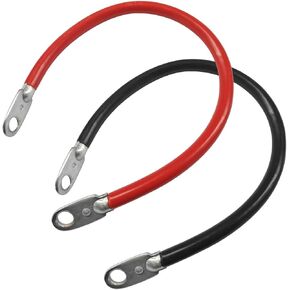 4AWG 45 سم/18 بوصة الكابلات العاكس بطارية ، سلك عاكس النحاس النقي مع محطات العروات النحاسية 3/8 بوصة ، مجموعة بطاري