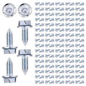 Tandefio 100 Pieces License Plate Screws 6mm x 16mm Slotted Hex Head License Plate Bolts License Plate Mounting Screws for License Plate Car Dealers