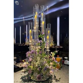 VINCIGANT 4 Sets 8 Arms Clear Candelabra Candle Holder for Wedding Decorations,38.5 inches Tall Arcylic Candlesticks Holder with Shade forTable Dinner Party Fireplace Decoration