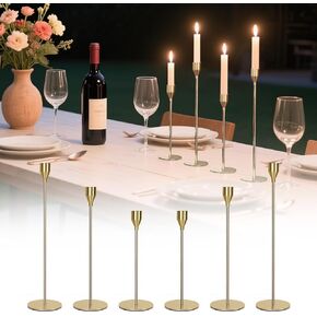 Taper Candle Holders, Set of 6 Candlestick Holders for Table Centerpieces, Weddings, Parties, Anniversaries and Home Decor, Elegant Candle Holders (Gold) in Kuwait