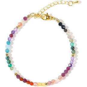 7 Chakra Healing Crystal Beaded Adjustable Bracelets for Women Dainty Energy Stone Beads Friendship Bracelet,Handmade Fashion Charm Jewelry Gifts
