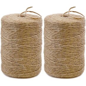 2pack 2mm 2mm جوت خيوط سلسلة 1600 قدم سلسلة خيوط طويلة لصياغة هدية البستنة لف ديكور المنزل Macrame DIY (Brown-800feet/Roll)