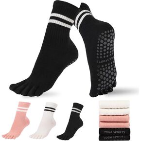 Pilates Socks with Grips for Women Yoga Socks，Women's Non-Slip Yoga Socks with Toe Separators,