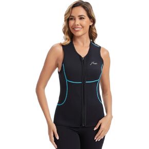 Hevto Wetsuit Vest Women 3mm Neoprene Suit Tops Suckeveless Surfing Diving Swimming Jet Ski for Water Sports
