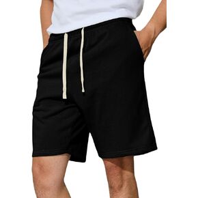 Men's Casual Shorts 7" Cotton Athletic Running Shorts Elastic Waist Drawstring Workout Sweat Shorts