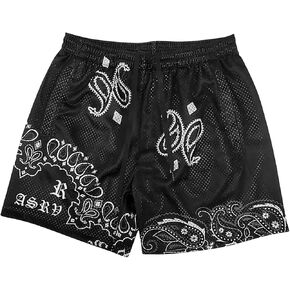 DIOTSR Mens Paisley Graphic Shorts Athletic Basketball Bandana Shorts Running Streetwear Y2k Drawstring Waist