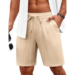 COOFANDY Men's Beach Shorts 9" Elastic Waist Drawstring Casual Shorts Regular Fit Summer Textured Shorts in Saudi Arabia
