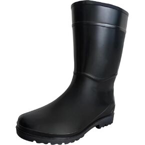Men's Black Waterproof PVC Mid Calf Rain Boots - Slip On, Comfortable & Durable, Perfect for Outdoor Activities, Gardening, Farming & Fishing