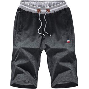 FoxQ Mens Casual Drawstring Shorts with Zipper Pockets Elastic Waist