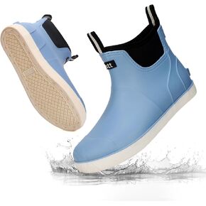 Men's Deck Boots Waterproof Fishing Rain Boots, Anti-Slip Rubber Boots Ankle Booties, High-Performance Footwear Chelsea Boots for Gardening Boating Camping Sailing