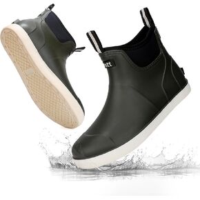 حذاء سطح السفينة للرجال مقاوم للماء أحذية المطر ، وأحذية مطاطية مضادة للانزلاق في الكاحل ، وأحذية حذاء عالية الأداء تشيلسي للحدائق الإبحار in Kuwait