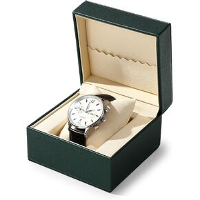 Oirlv Luxury Leather Watch Box Single Display Storage Case For Wristwatches and Smart Watches Holder With Pillow(Green)