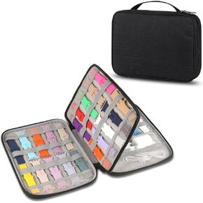 Watch Band Case, Watch Band Storage Organizer Compatible with 35 Watch Bands and Accessories, Watch Straps Carrying Case, Watch Band Holder Fit for Most Sizes of Watch Straps, Black
