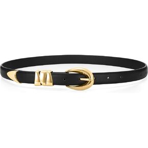 WHIPPY Women Skinny Leather Belt for Jeans Pants Dresses Ladies Fashion Waist Belt with Shiny Gold Buckle