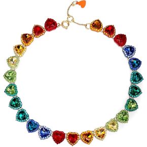 BriLove Gorgeous Rhinestones Heart Statement Collar Necklace for Women Costume Party Prom Accessories