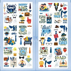 Happy Fathers Day Window Clings - 12 Sheets Best Dad Ever Large Window Stickers for Party Decoration, Personalised Waterproof Windows Clings Decal Father's Day Gifts for Dad