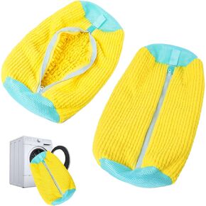 Shoe Washing Machine Bag Laundry Shoe Bag For Washer And Dryer Reusable And Durable YKK Zippers For All Shoe Sizes Alternative To Hand Washing To Protect Your Shoes (Yellow 2Pcs)