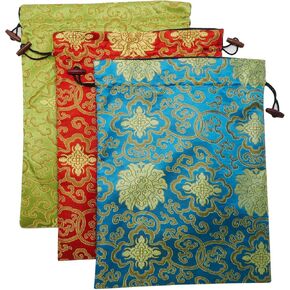 Ouyatoyu 3pcs Embroidered Silk Flower Design Jacquard Travel Bags - Laundry, Shoe, Lingerie & Underwear Storage for Men & Women - Washable Cloth Shoe Bags