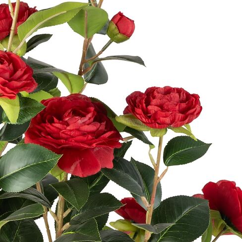 Artificial Camellia Tree 2 Pack - Realistic Camellia Plants in Pot with Red Flowers, Lifelike Faux Greenery for Living Room, Patio, or Wedding, Red in Kuwait