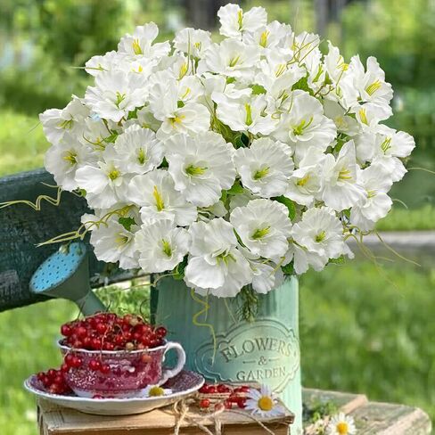 Artificial Flowers for Outdoors, Fake Silk Flowers UV Resistant and No-Fade,Faux Spring Flowers Plants Long Stem for Window Box Porch Patio Garden Streets Decor(8pcs) in Kuwait