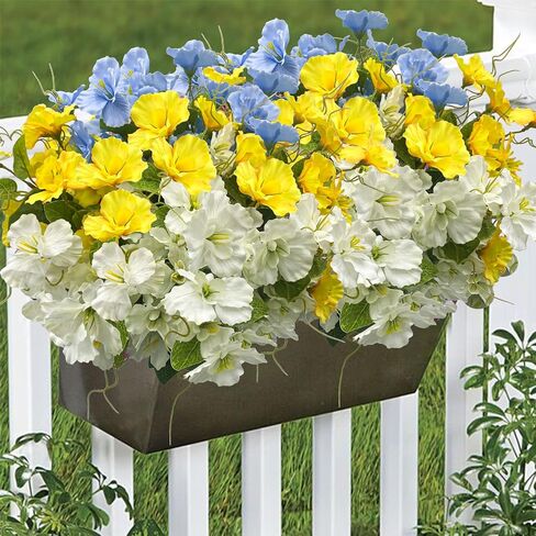 Artificial Flowers for Outdoors, Fake Silk Flowers UV Resistant and No-Fade,Faux Spring Flowers Plants Long Stem for Window Box Porch Patio Garden Streets Decor(8pcs) in Kuwait