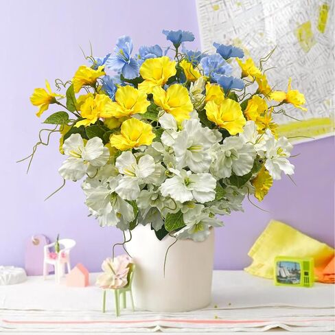 Artificial Flowers for Outdoors, Fake Silk Flowers UV Resistant and No-Fade,Faux Spring Flowers Plants Long Stem for Window Box Porch Patio Garden Streets Decor(8pcs) in Kuwait