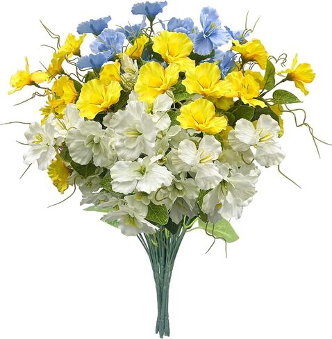 Artificial Flowers for Outdoors, Fake Silk Flowers UV Resistant and No-Fade,Faux Spring Flowers Plants Long Stem for Window Box Porch Patio Garden Streets Decor(8pcs) in Kuwait